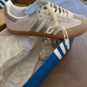 Adidas Samba White and Silver Women's Sneakers